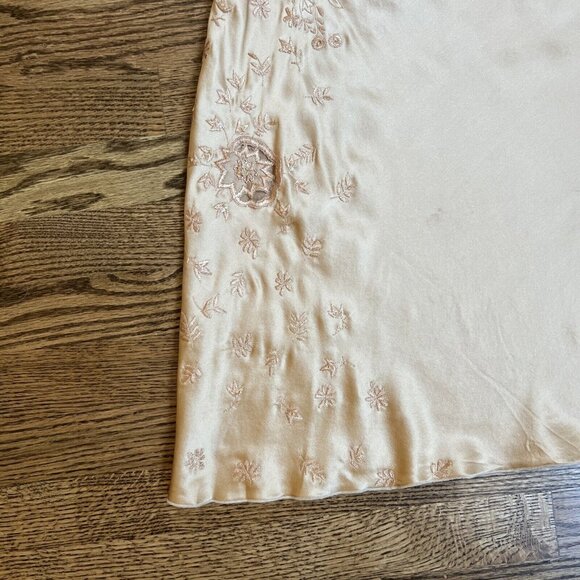 Alberta Ferretti Womens 90's Champagne 100% Silk Embroidered Skirt Size 44/M - Picture 11 of 16